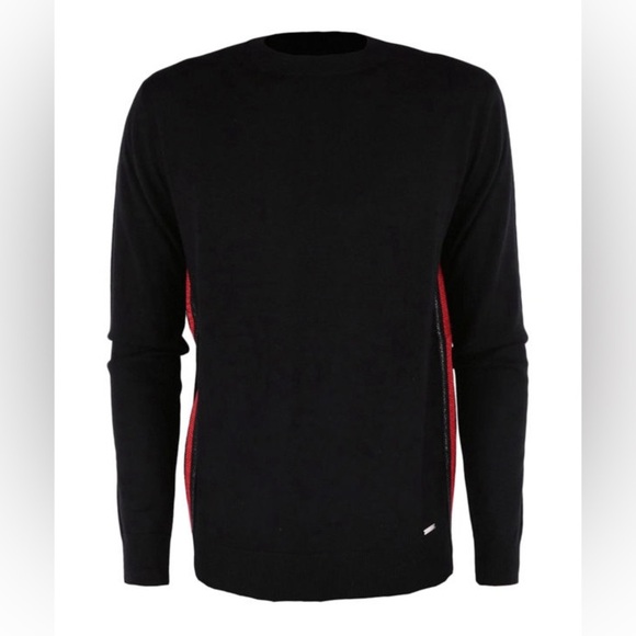 DSQUARED2. The Side Zip Wool Black Crewneck Pullover Zipper Side bands Size L - Picture 3 of 16
